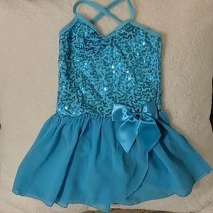 Blue sequins dance outfit